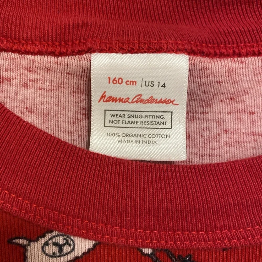 Hanna andersson 160 Pajama Top‎ Red Leaping Llamas Size 14 Holiday